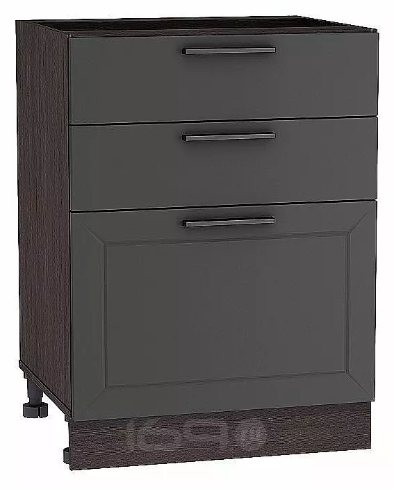Шкаф нижний с 3-мя ящиками Глетчер Маренго Силк Graphite 816*600*480