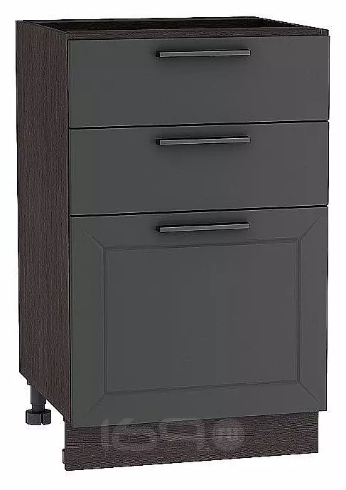 Шкаф нижний с 3-мя ящиками Глетчер Маренго Силк Graphite 816*500*478