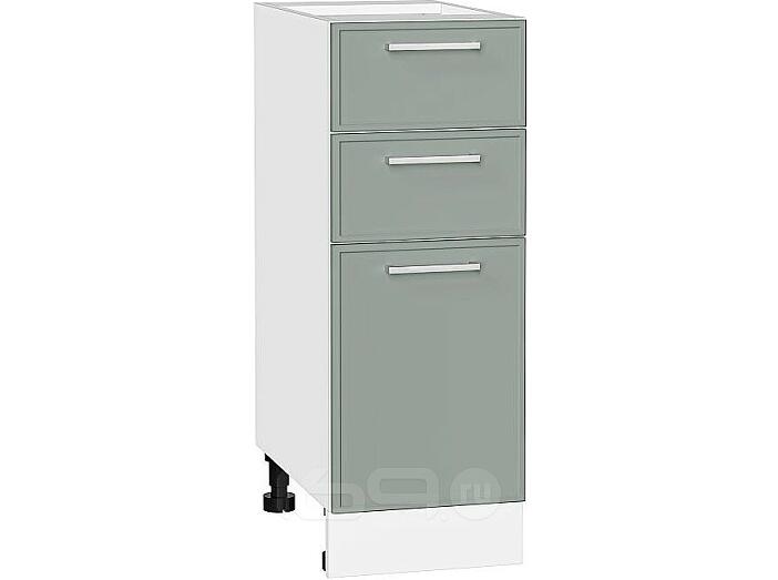 Шкаф нижний с 3-мя ящиками Квадро Аквамарин/Белый 816*300*481