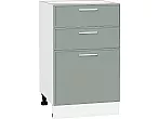 Шкаф нижний с 3-мя ящиками Квадро Аквамарин/Белый 816*500*481