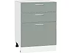 Шкаф нижний с 3-мя ящиками Квадро Аквамарин/Белый 816*600*481
