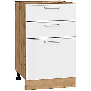 Шкаф нижний с 3-мя ящиками Квадро Белый/Дуб Вотан 816*500*481