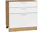 Шкаф нижний с 3-мя ящиками Квадро Белый/Дуб Вотан 816*800*481