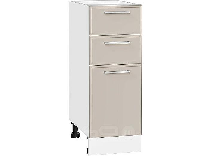 Шкаф нижний с 3-мя ящиками Квадро Кашемир/Белый 816*300*481
