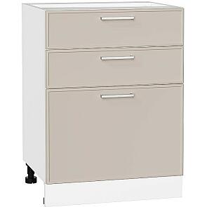 Шкаф нижний с 3-мя ящиками Квадро Кашемир/Белый 816*600*481