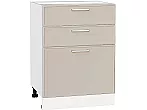 Шкаф нижний с 3-мя ящиками Квадро Кашемир/Белый 816*600*481