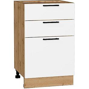 Шкаф нижний с 3-мя ящиками Лайт Special White/Дуб Вотан 816*500*478