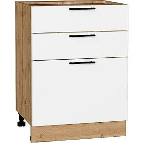 Шкаф нижний с 3-мя ящиками Лайт Special White/Дуб Вотан 816*600*480