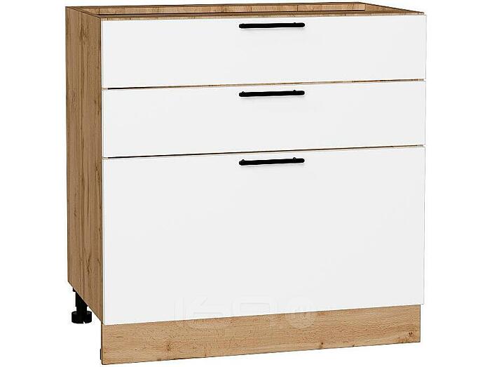 Шкаф нижний с 3-мя ящиками Лайт Special White/Дуб Вотан 816*800*478