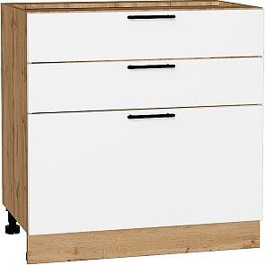 Шкаф нижний с 3-мя ящиками Лайт Special White/Дуб Вотан 816*800*478
