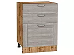 Шкаф нижний с 3-мя ящиками Лофт Cappuccino Veralinga Дуб Вотан 816*600*480