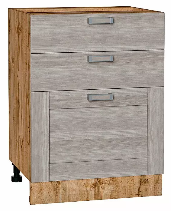 Шкаф нижний с 3-мя ящиками Лофт Cappuccino Veralinga Дуб Вотан 816*600*480