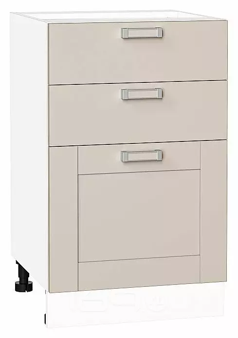 Шкаф нижний с 3-мя ящиками Лофт Cream Silk/Белый 816*500*480