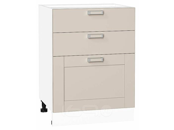 Шкаф нижний с 3-мя ящиками Лофт Cream Silk/Белый 816*600*480