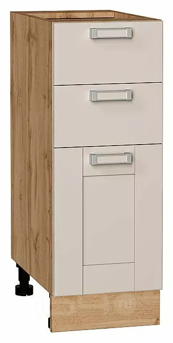 Шкаф нижний с 3-мя ящиками Лофт Cream Silk/Дуб Вотан 816*300*480