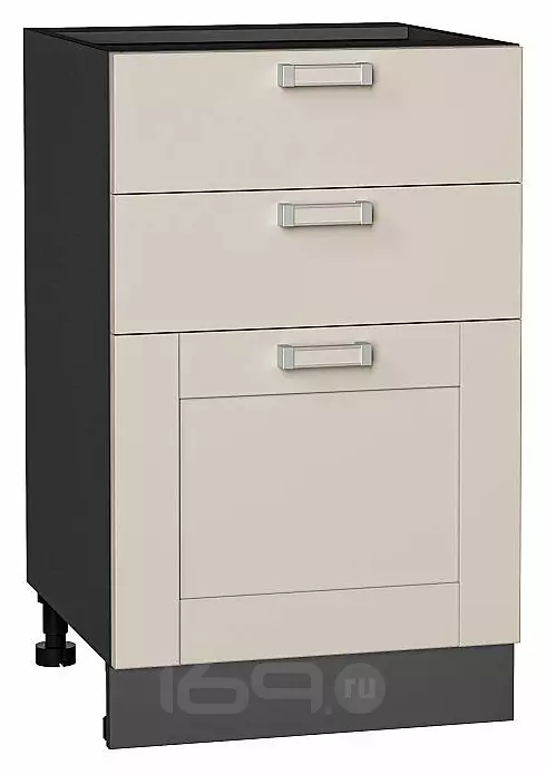 Шкаф нижний с 3-мя ящиками Лофт Cream Silk/Graphite 816*500*480
