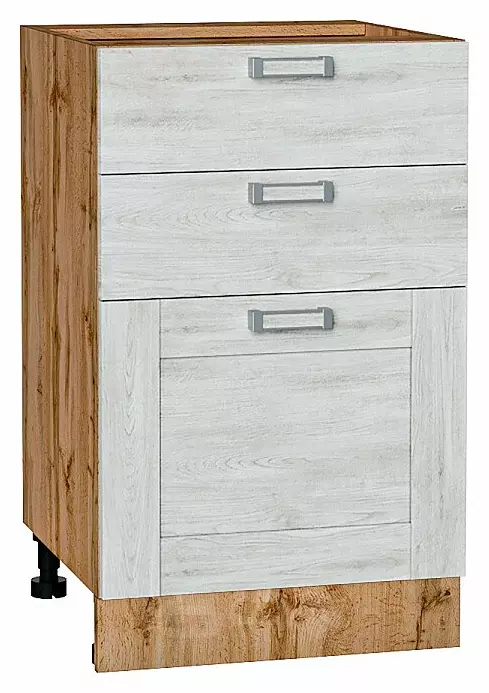 Шкаф нижний с 3-мя ящиками Лофт Nordic Oak Дуб Вотан 816*500*480