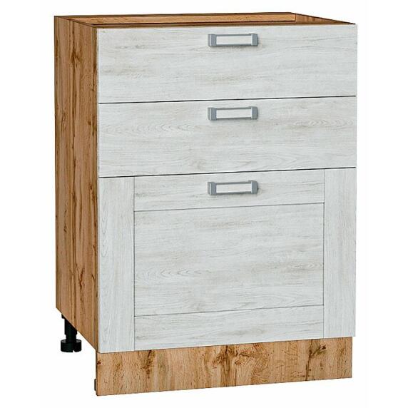 Шкаф нижний с 3-мя ящиками Лофт Nordic Oak Дуб Вотан 816*600*480