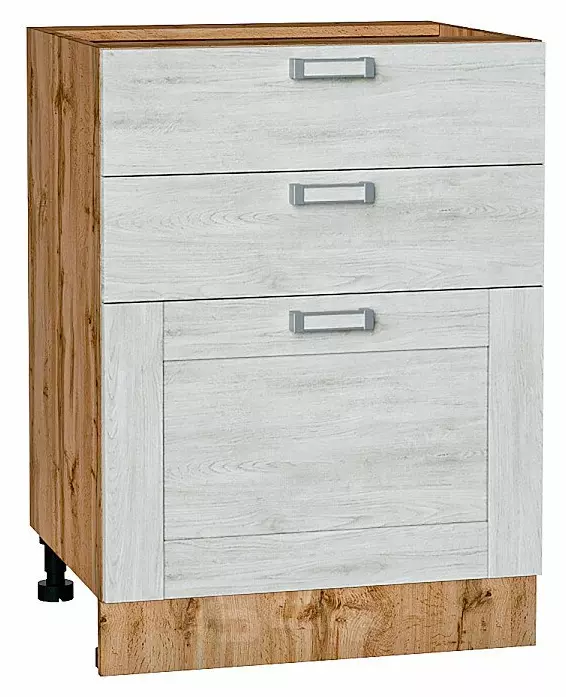 Шкаф нижний с 3-мя ящиками Лофт Nordic Oak Дуб Вотан 816*600*480
