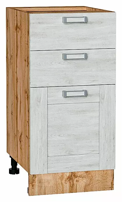 Шкаф нижний с 3-мя ящиками Лофт Nordic Oak/Дуб Вотан 816*400*480