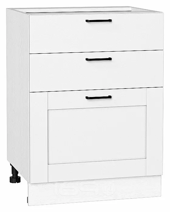 Шкаф нижний с 3-мя ящиками Лофт Super White Белый 816*600*480