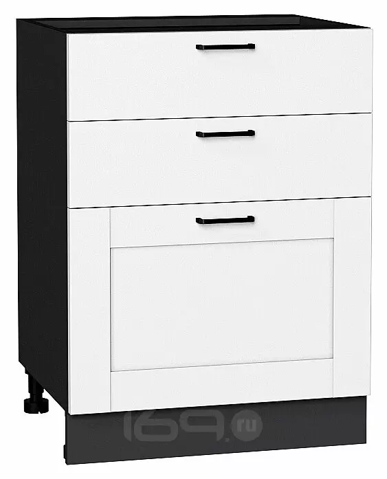 Шкаф нижний с 3-мя ящиками Лофт Super White Graphite 816*600*480