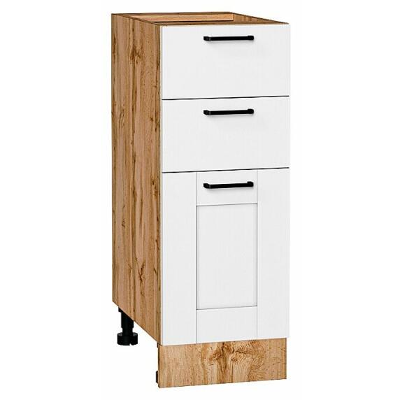 Шкаф нижний с 3-мя ящиками Лофт Super White Дуб Вотан 816*300*480