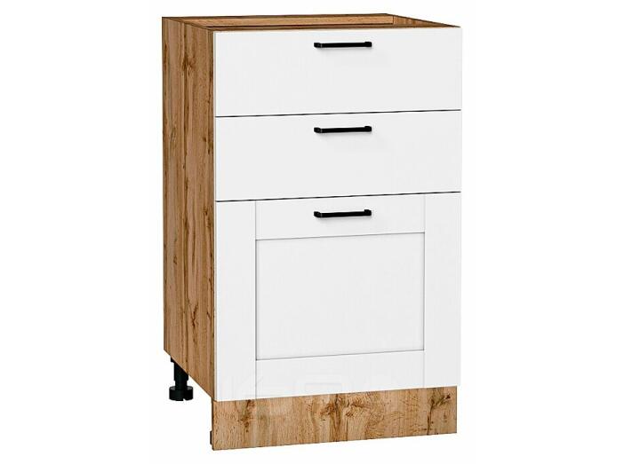 Шкаф нижний с 3-мя ящиками Лофт Super White Дуб Вотан 816*500*480