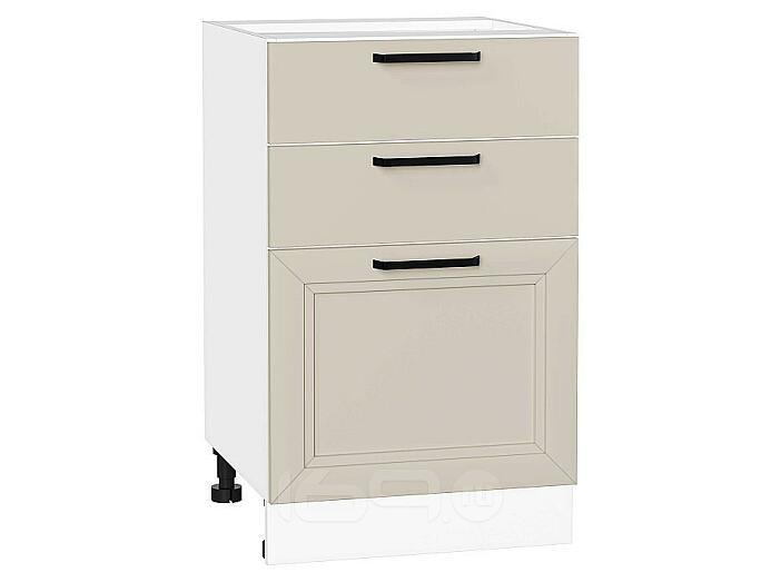 Шкаф нижний с 3-мя ящиками Нео Cream Silk/Белый 816*500*480