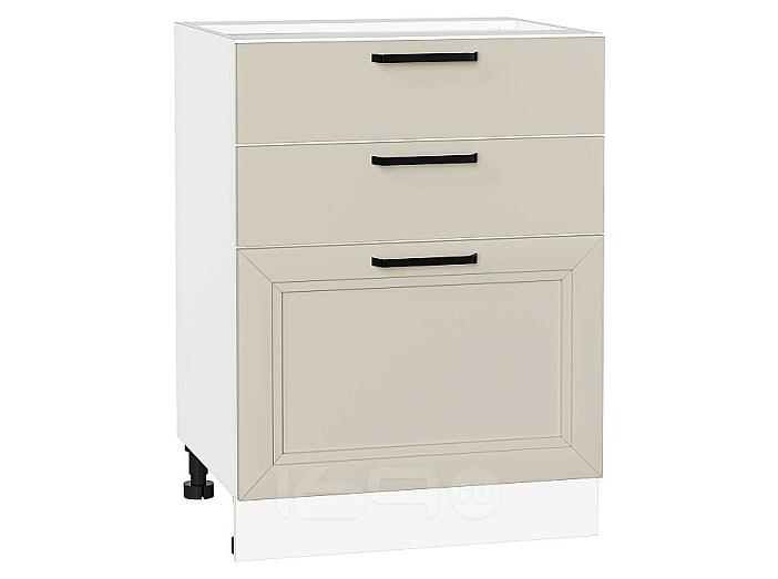 Шкаф нижний с 3-мя ящиками Нео Cream Silk/Белый 816*600*480