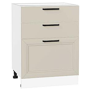 Шкаф нижний с 3-мя ящиками Нео Cream Silk/Белый 816*600*480