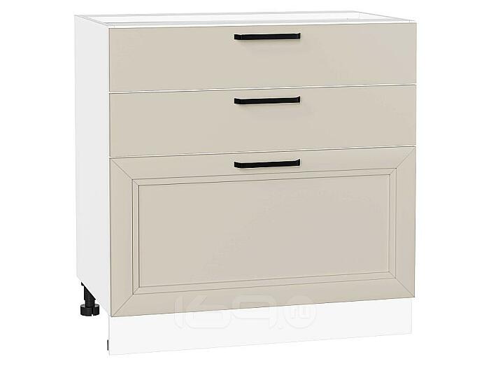 Шкаф нижний с 3-мя ящиками Нео Cream Silk/Белый 816*800*480