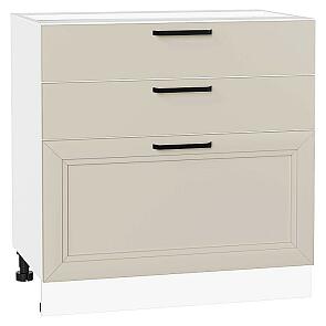 Шкаф нижний с 3-мя ящиками Нео Cream Silk/Белый 816*800*480