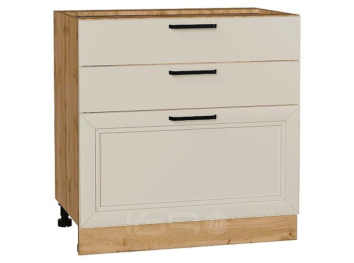 Шкаф нижний с 3-мя ящиками Нео Cream Silk/Дуб Вотан 816*800*480
