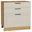 Шкаф нижний с 3-мя ящиками Нео Cream Silk/Дуб Вотан 816*800*480