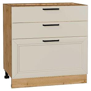 Шкаф нижний с 3-мя ящиками Нео Cream Silk/Дуб Вотан 816*800*480
