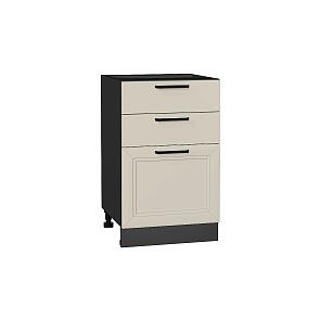Шкаф нижний с 3-мя ящиками Нео Cream Silk/Graphite 816*500*480
