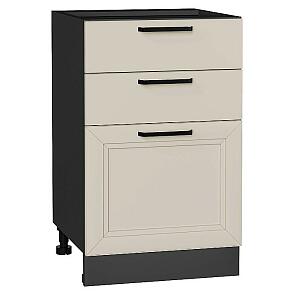 Шкаф нижний с 3-мя ящиками Нео Cream Silk/Graphite 816*500*480