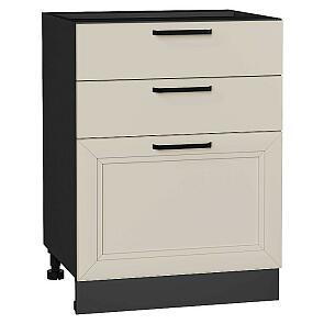 Шкаф нижний с 3-мя ящиками Нео Cream Silk/Graphite 816*600*480