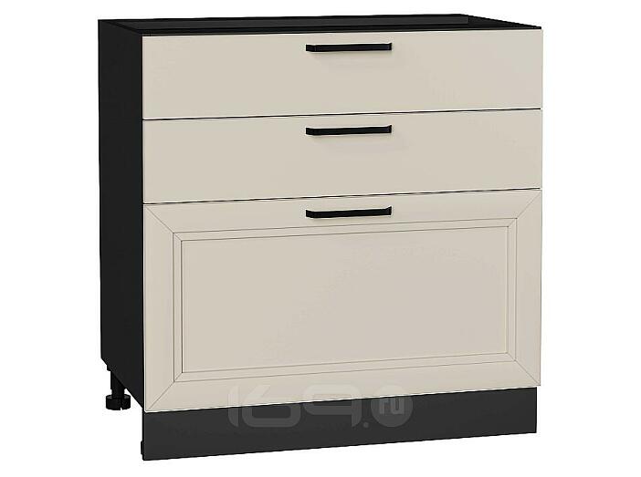 Шкаф нижний с 3-мя ящиками Нео Cream Silk/Graphite 816*800*480