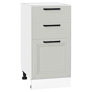 Шкаф нижний с 3-мя ящиками Нео Grey Silk/Белый 816*400*480