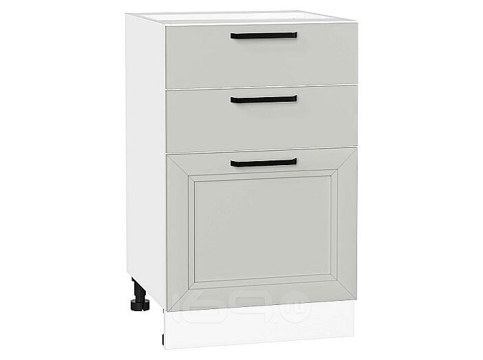 Шкаф нижний с 3-мя ящиками Нео Grey Silk/Белый 816*500*480