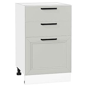 Шкаф нижний с 3-мя ящиками Нео Grey Silk/Белый 816*500*480