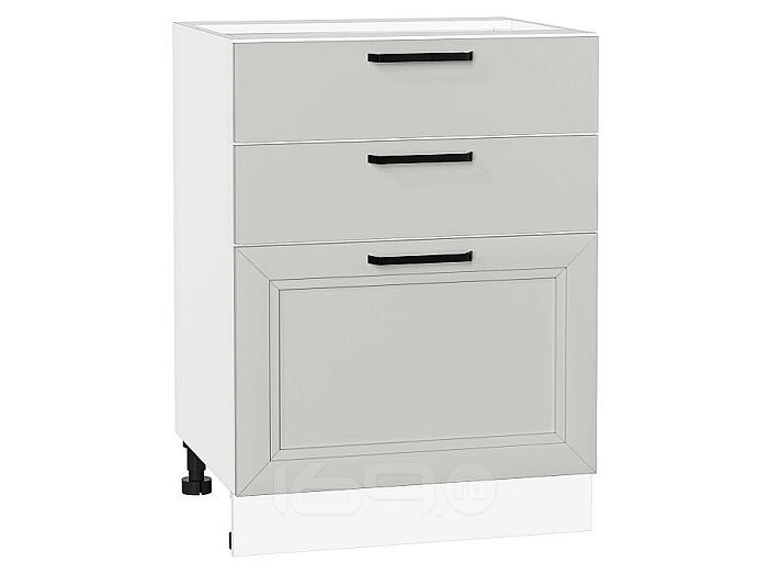 Шкаф нижний с 3-мя ящиками Нео Grey Silk/Белый 816*600*480