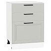 Шкаф нижний с 3-мя ящиками Нео Grey Silk/Белый 816*600*480