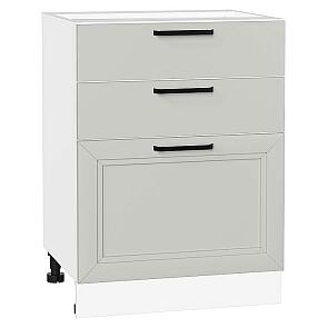 Шкаф нижний с 3-мя ящиками Нео Grey Silk/Белый 816*600*480