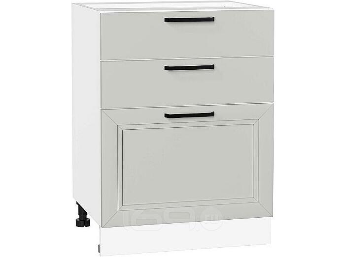 Шкаф нижний с 3-мя ящиками Нео Grey Silk/Белый 816*600*480