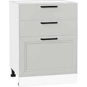 Шкаф нижний с 3-мя ящиками Нео Grey Silk/Белый 816*600*480