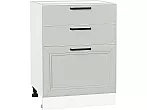 Шкаф нижний с 3-мя ящиками Нео Grey Silk/Белый 816*600*480