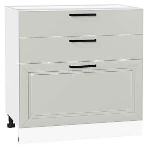 Шкаф нижний с 3-мя ящиками Нео Grey Silk/Белый 816*800*480